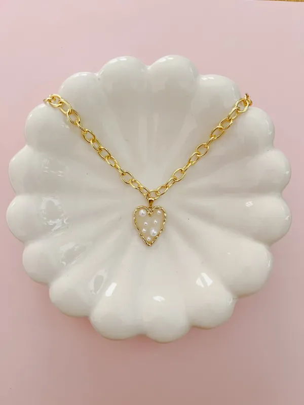 Chunky Pearl Heart Necklace sold by Mermaid & Me