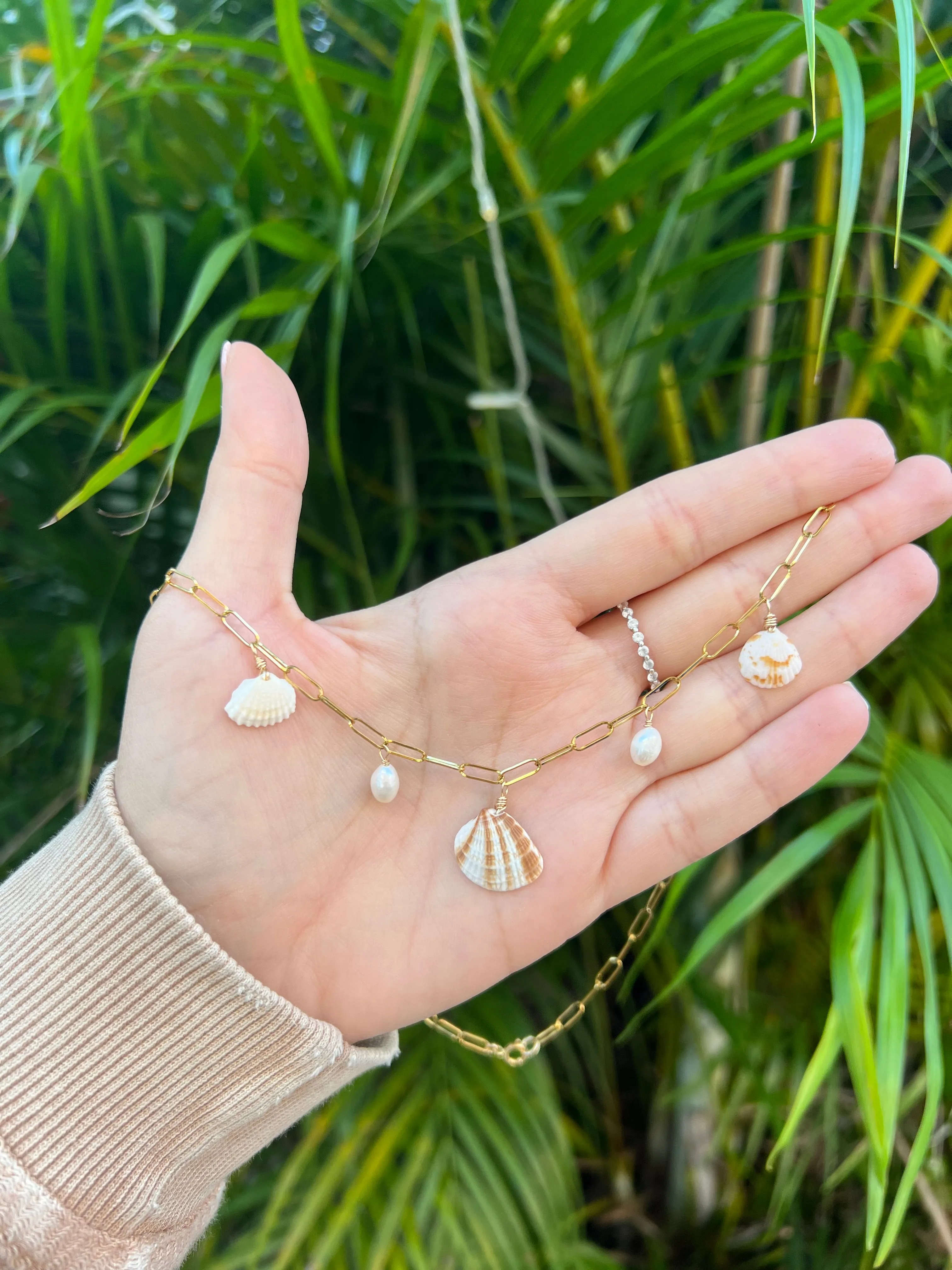 Real Seashell & Pearl Charm Necklace sold by Mermaid & Me product image thumbnail 2