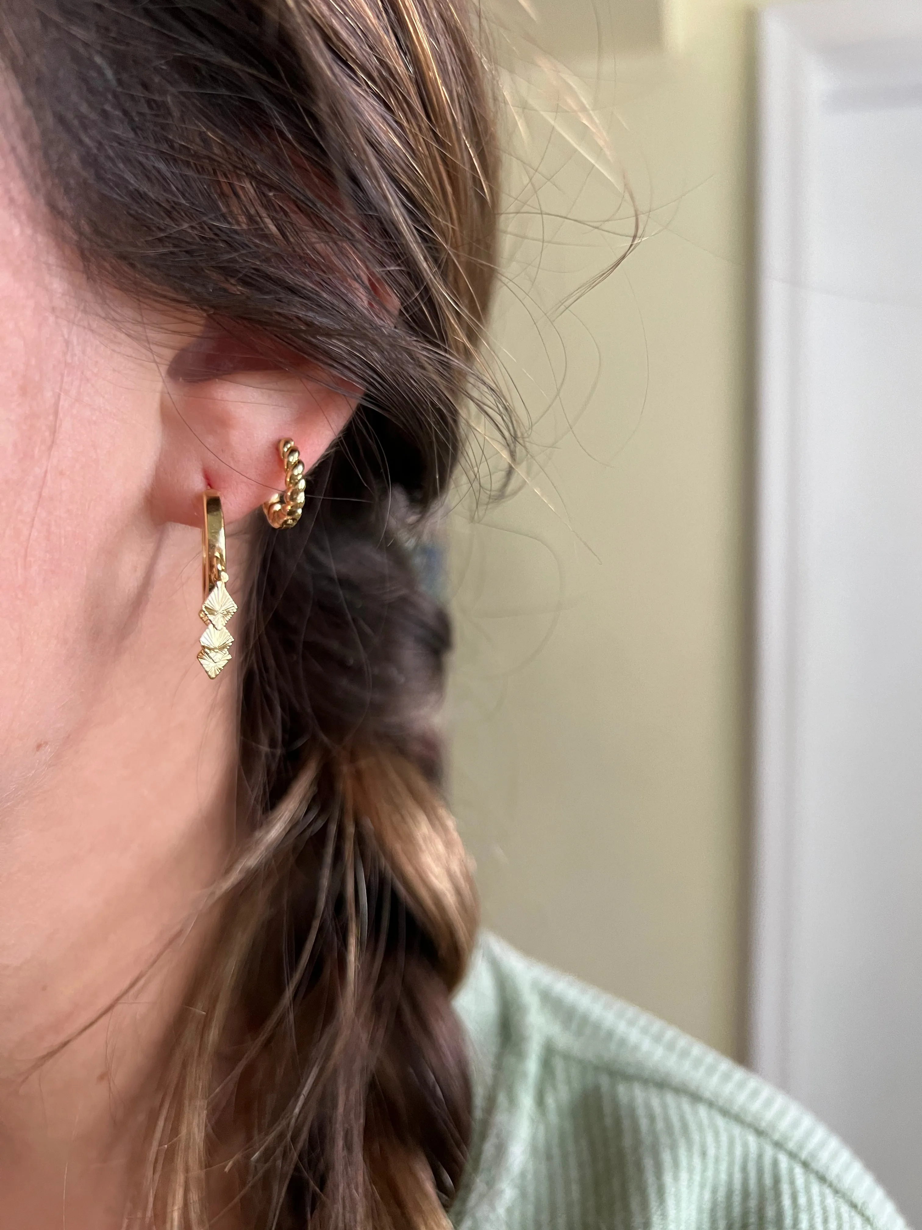 Dangly Diamond Hoop Earrings sold by Mermaid & Me product image thumbnail 4