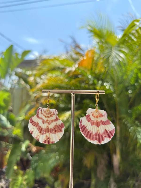 Dusty Rose Scallop Shell Earrings sold by Mermaid & Me