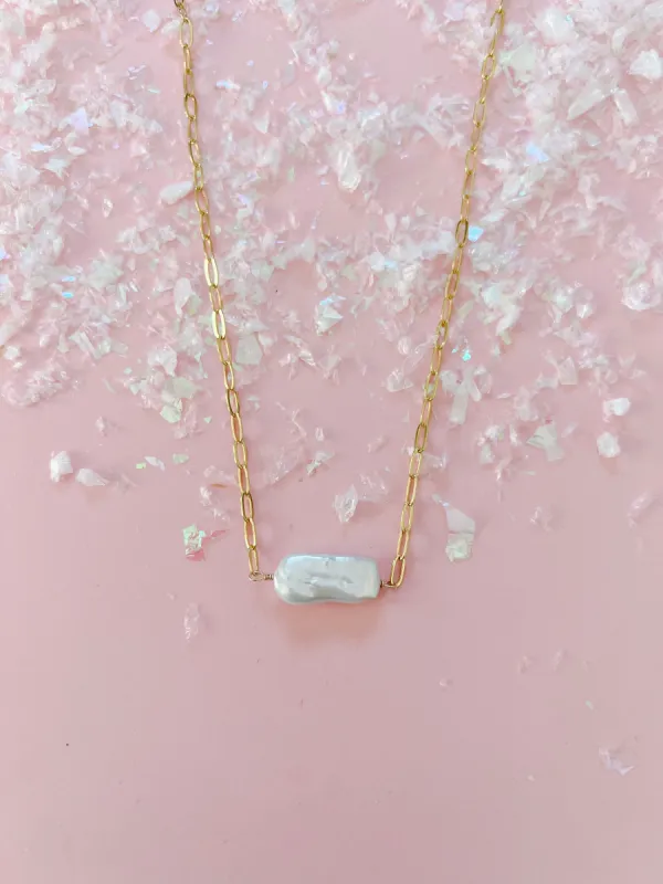 Rectangle Freshwater Pearl Necklace sold by Mermaid & Me