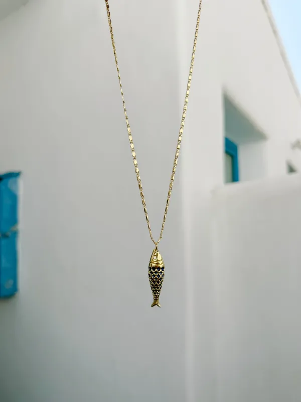 Dark Blue Fish Necklace sold by Mermaid & Me