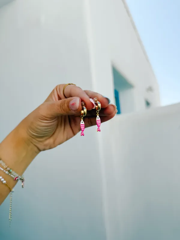 Magenta Sardine Earrings sold by Mermaid & Me