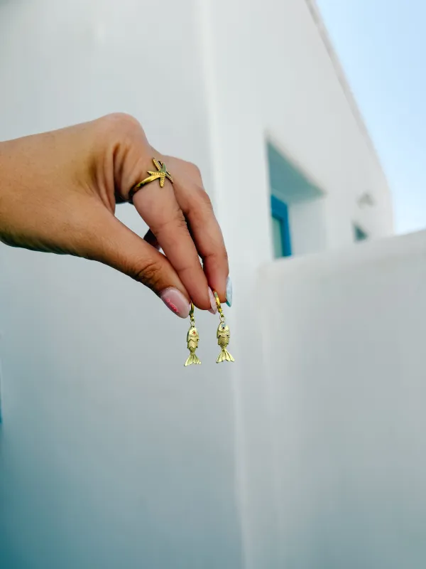 Gold Fish Earrings sold by Mermaid & Me