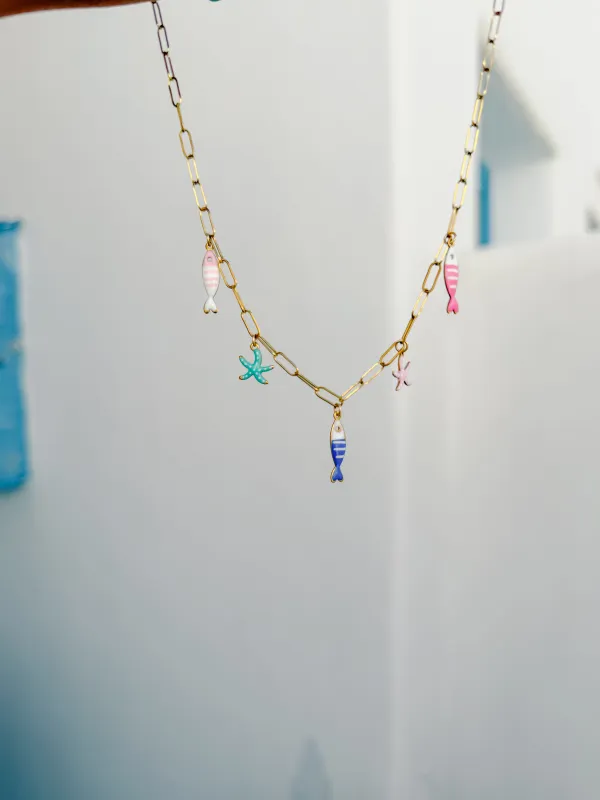 Klima Fish & Starfish Charm Necklace sold by Mermaid & Me