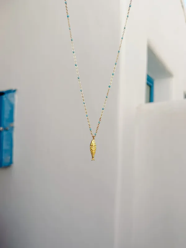 Blue Satellite Fish Necklace sold by Mermaid & Me