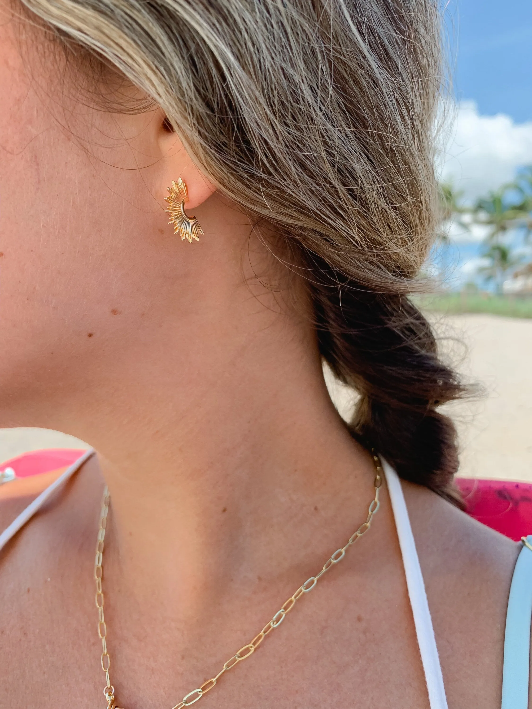 Gold Sunburst Earrings sold by Mermaid & Me product image thumbnail 3