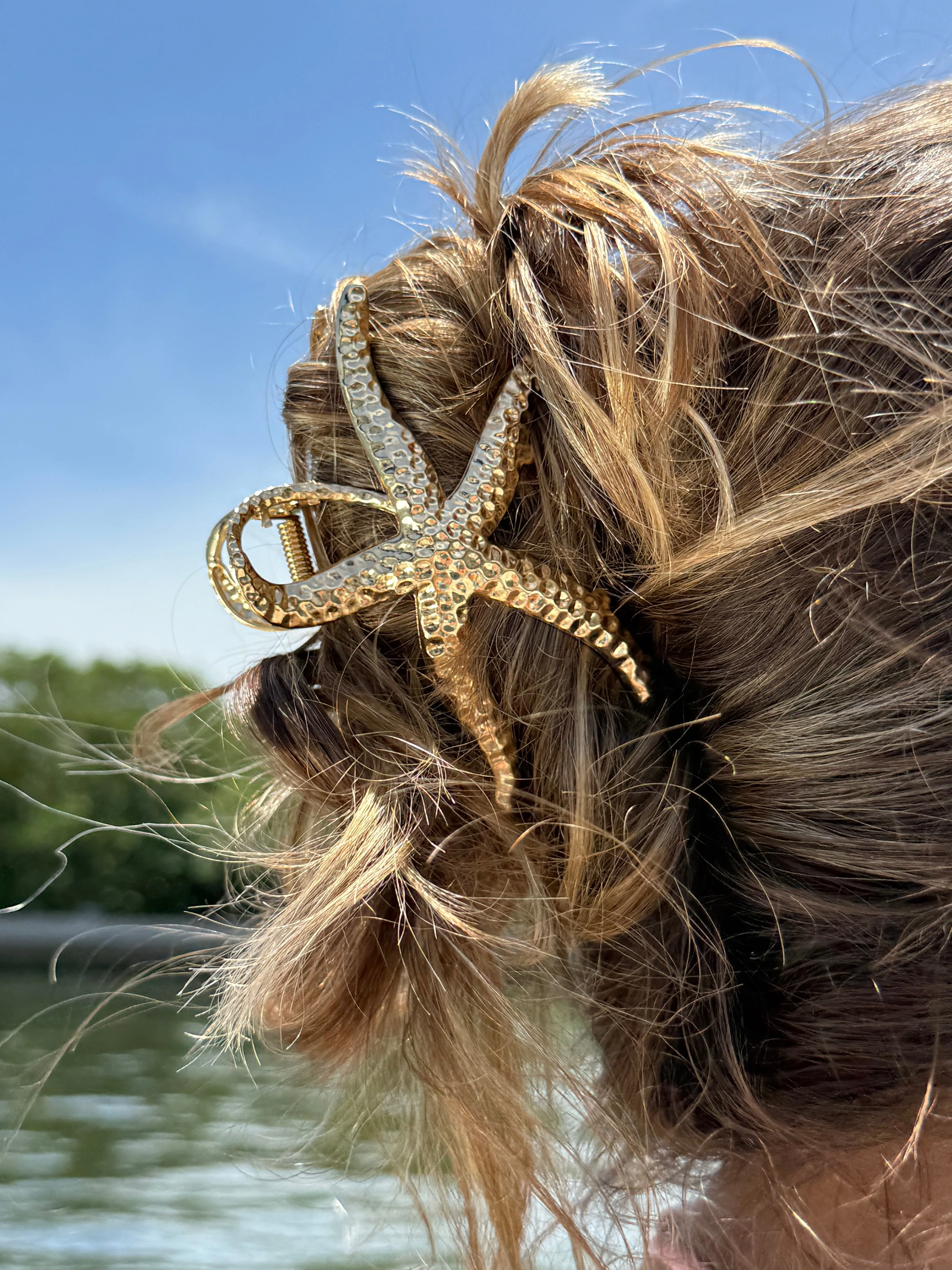 Gold Starfish Hair Clip sold by Mermaid & Me