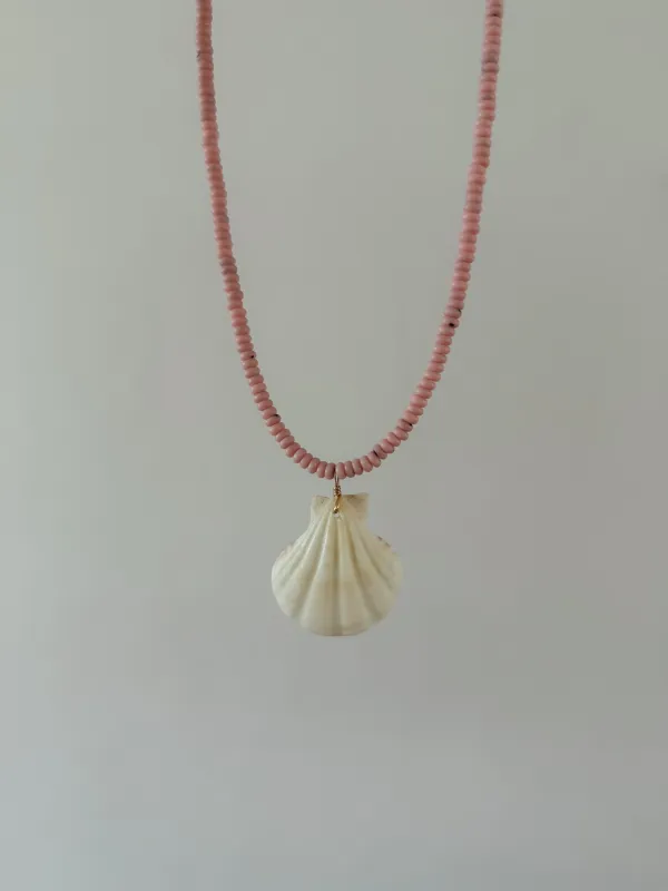 Pink Beaded Shell Necklace sold by Mermaid & Me