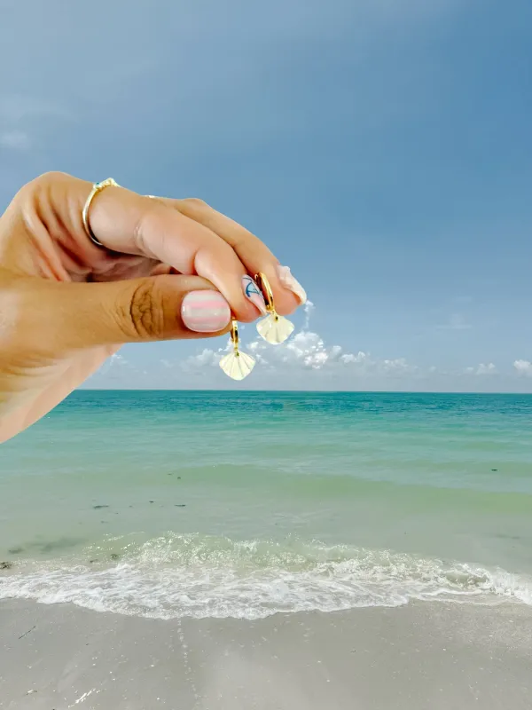 Tiny Mother of Pearl Shell Earrings sold by Mermaid & Me