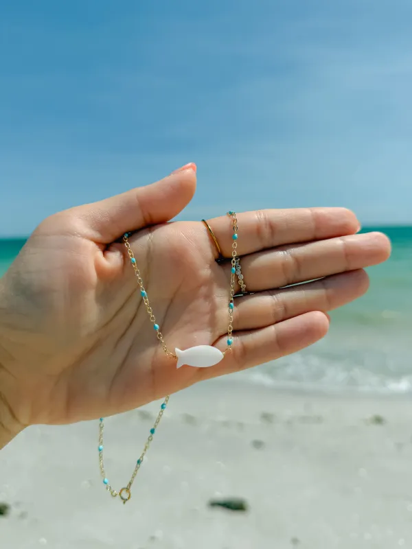 Blue Satellite Fish Necklace sold by Mermaid & Me