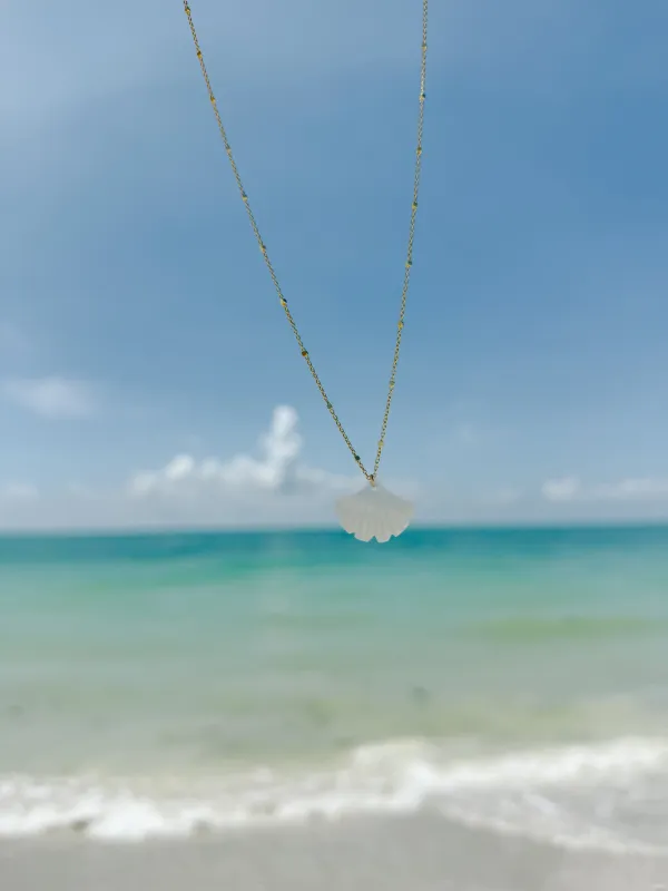 Mother of Pearl Shell Fan Necklace sold by Mermaid & Me
