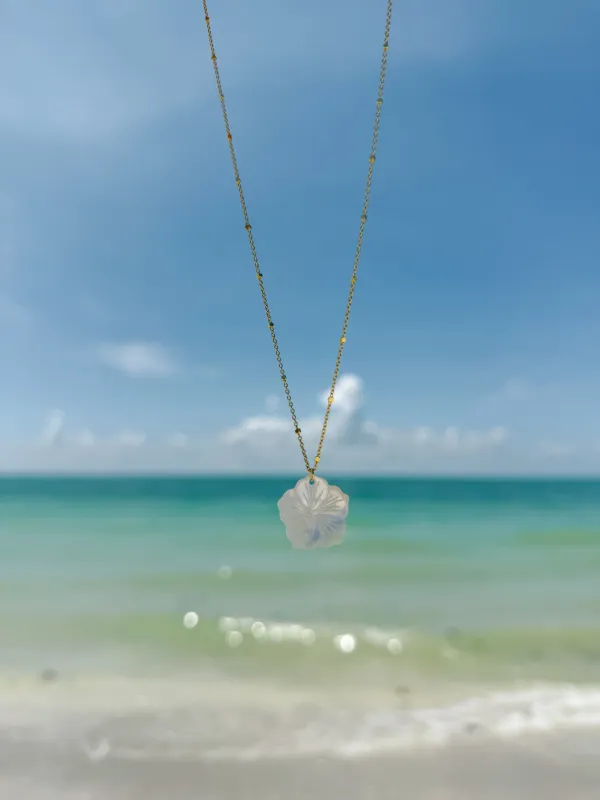 Mother of Pearl Hibiscus Necklace sold by Mermaid & Me