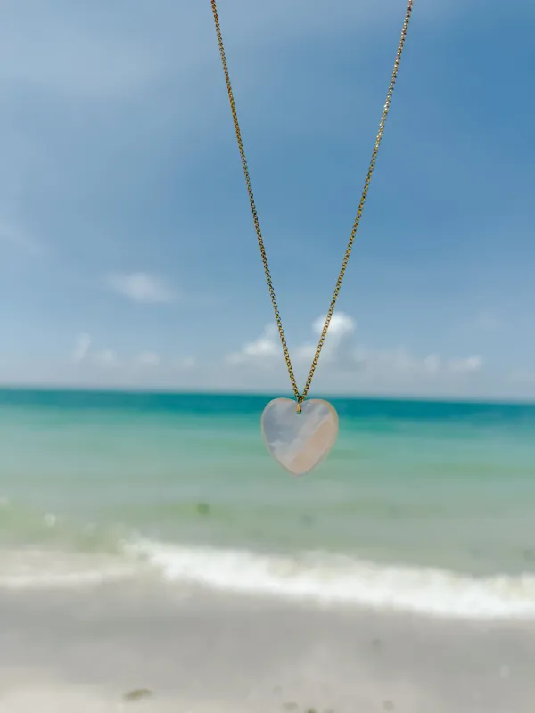 Chunky Mother of Pearl Heart Necklace sold by Mermaid & Me