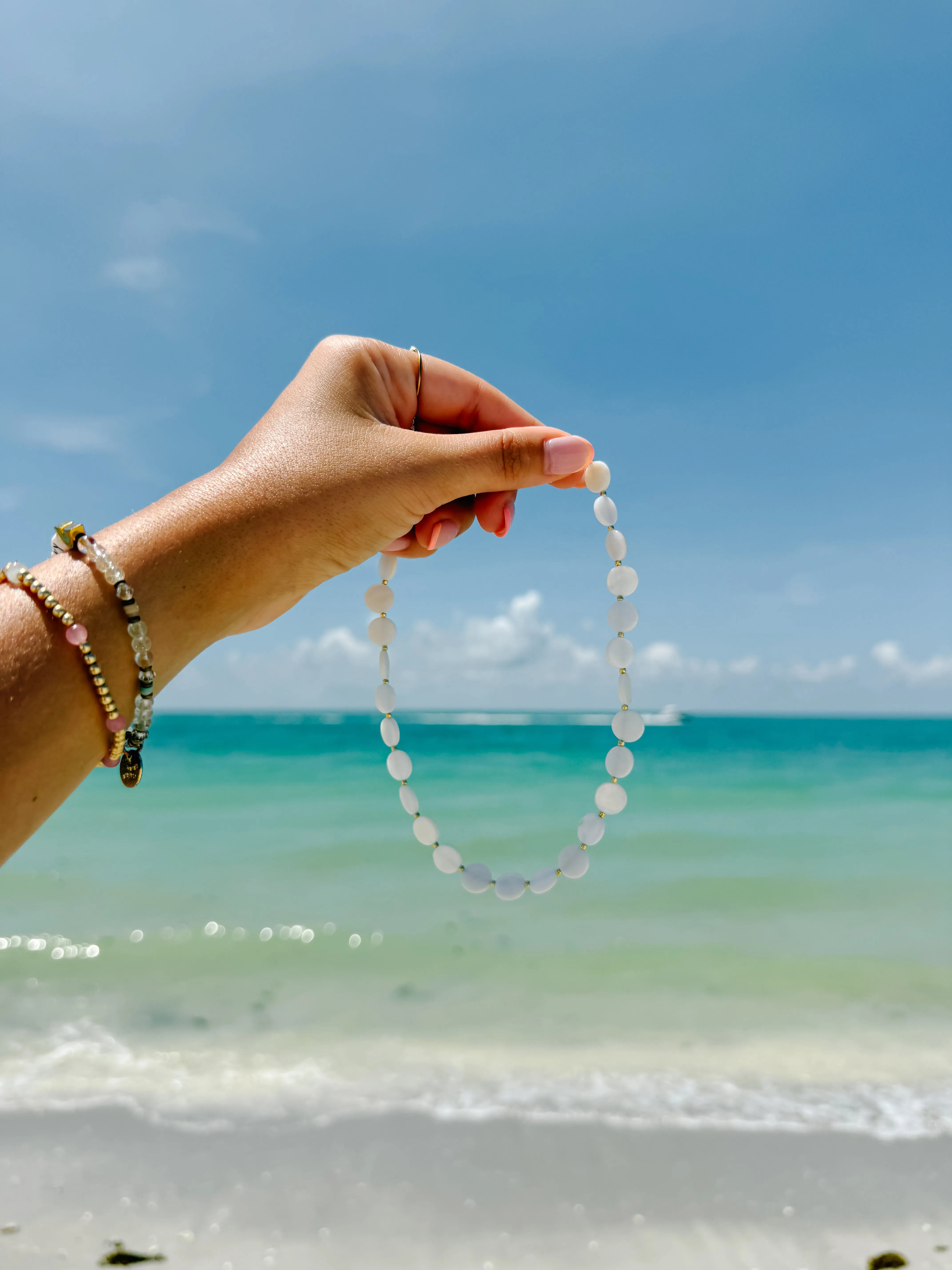 Mother of Pearl Disk Necklace sold by Mermaid & Me