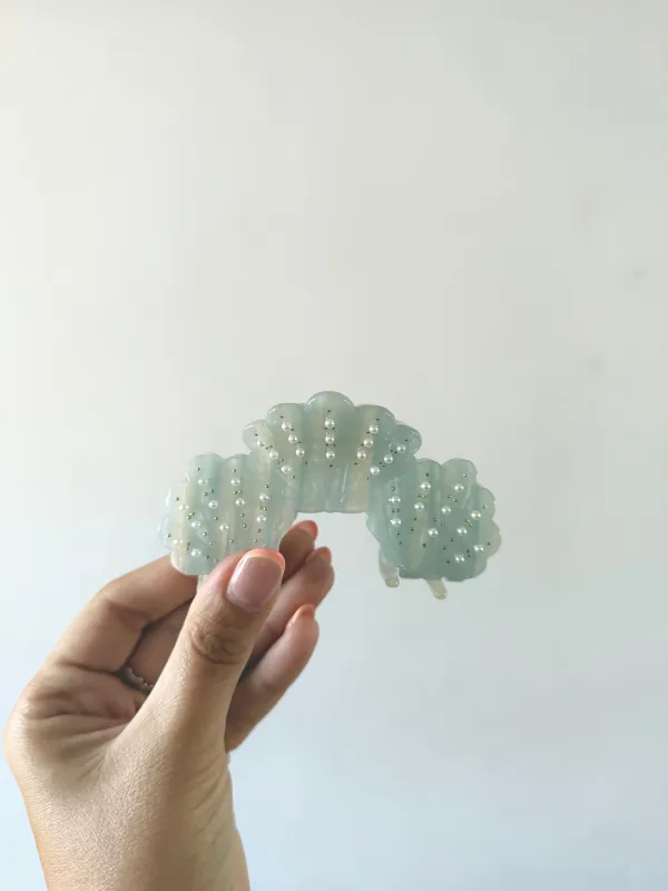 Light Blue 3 Shells Hair Clip sold by Mermaid & Me
