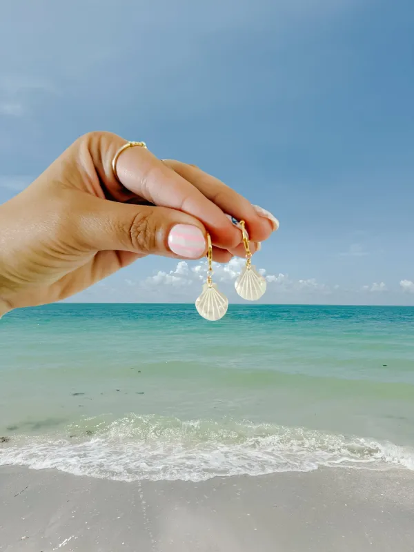 Small Mother of Pearl Shell Earrings sold by Mermaid & Me