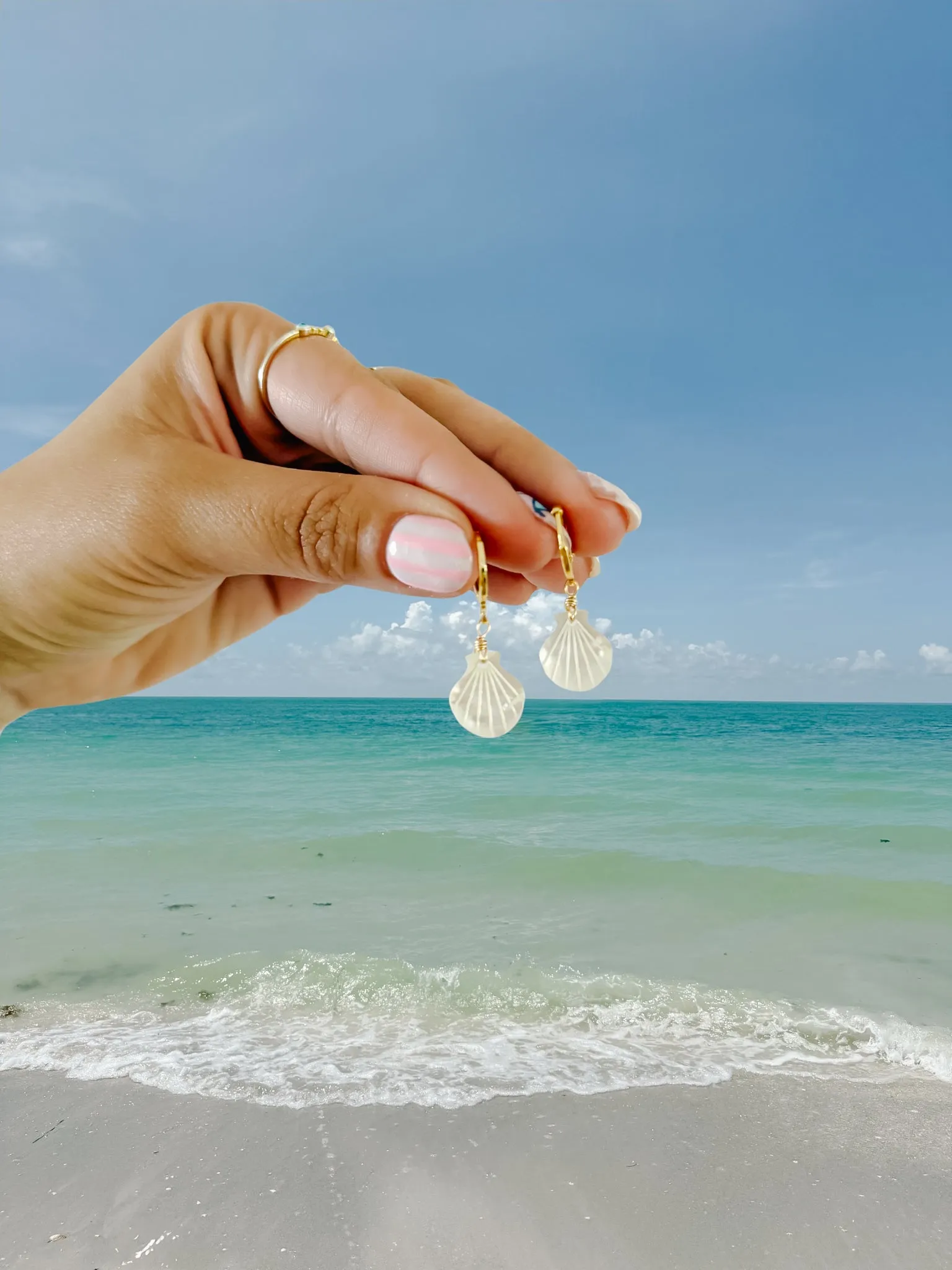 Small Mother of Pearl Shell Earrings sold by Mermaid & Me