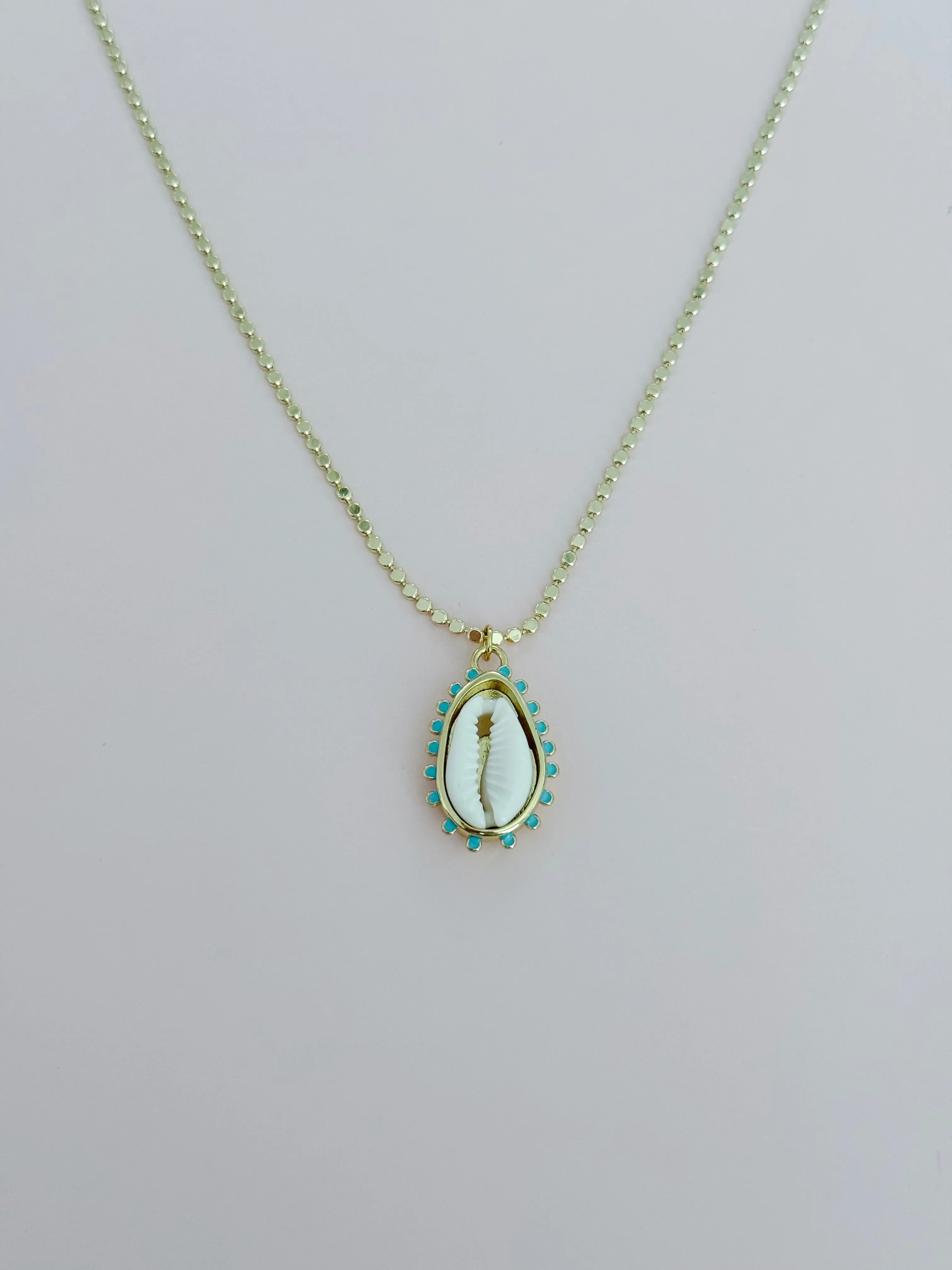 Turquoise Cowrie Shell Necklace sold by Mermaid & Me