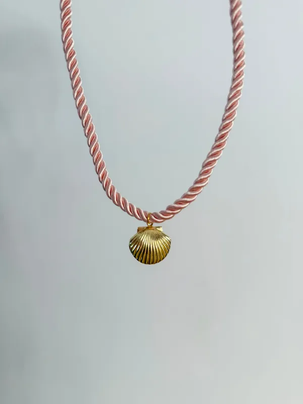 Pink Rope Seashell Necklace sold by Mermaid & Me