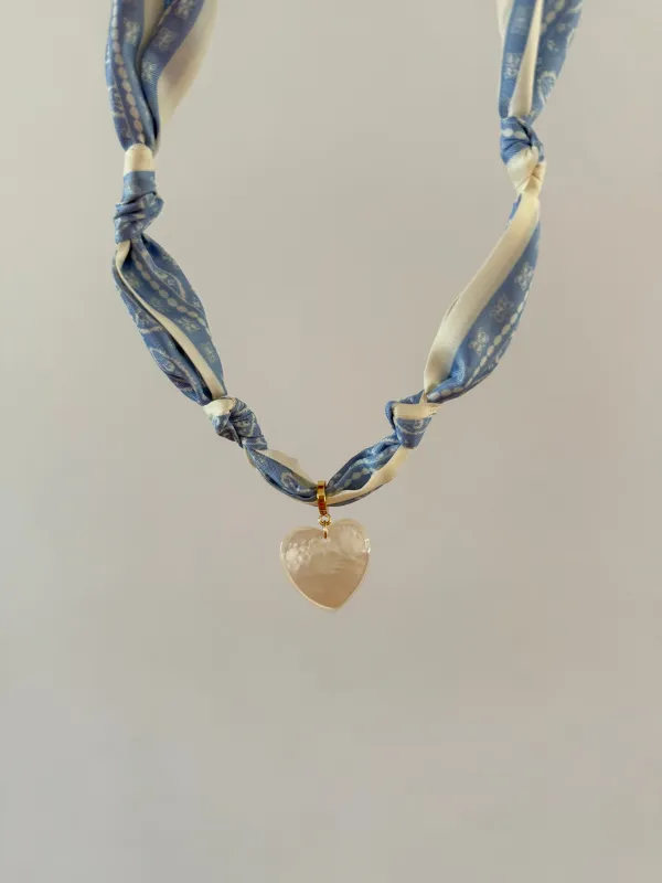 Light Blue & White Heart Scarf Necklace sold by Mermaid & Me
