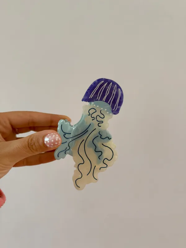 Blue Jellyfish Hair Clip sold by Mermaid & Me