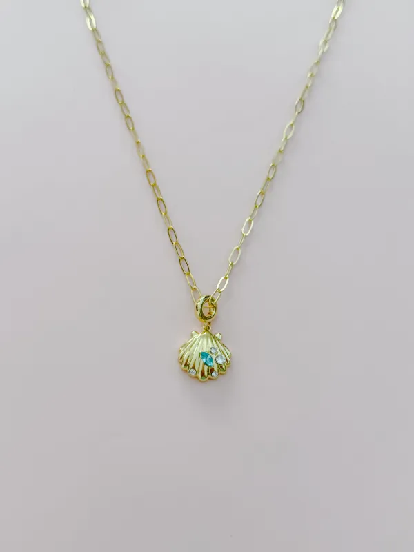 Aquamarine Shell Necklace sold by Mermaid & Me