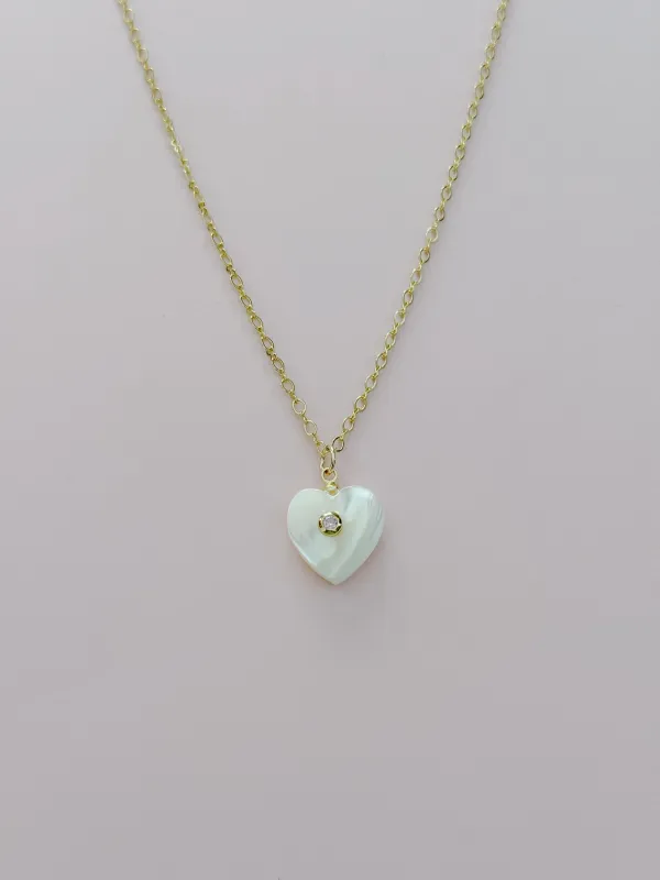 Pearly Rhinestone Heart Necklace sold by Mermaid & Me