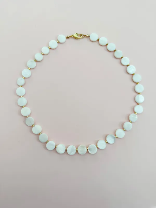 Mother of Pearl Disk Necklace sold by Mermaid & Me
