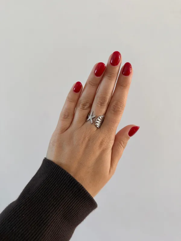 Silver Seashell & Starfish Ring made by Mermaid & Me