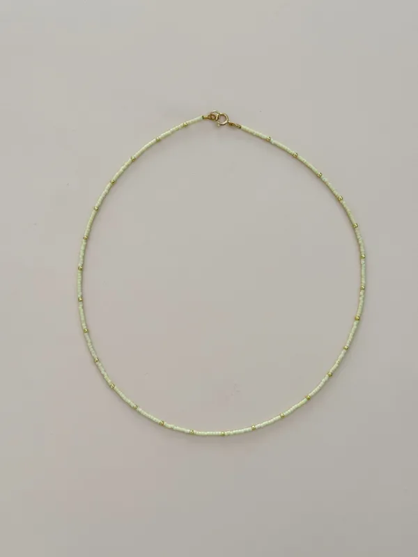 Tiny Pale Yellow Beaded Necklace made by Mermaid & Me