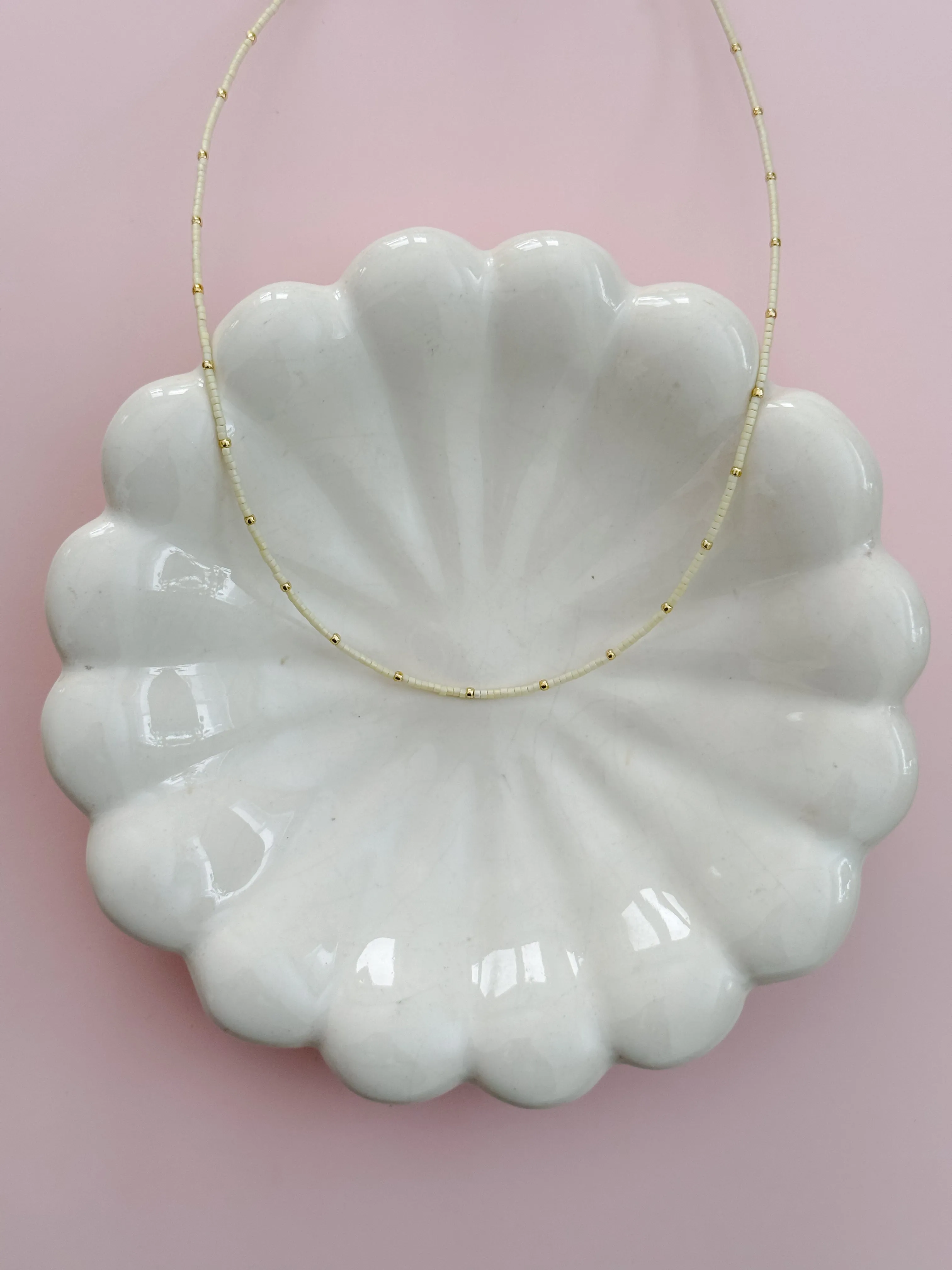 Tiny Pale Yellow Beaded Necklace sold by Mermaid & Me product image thumbnail 2