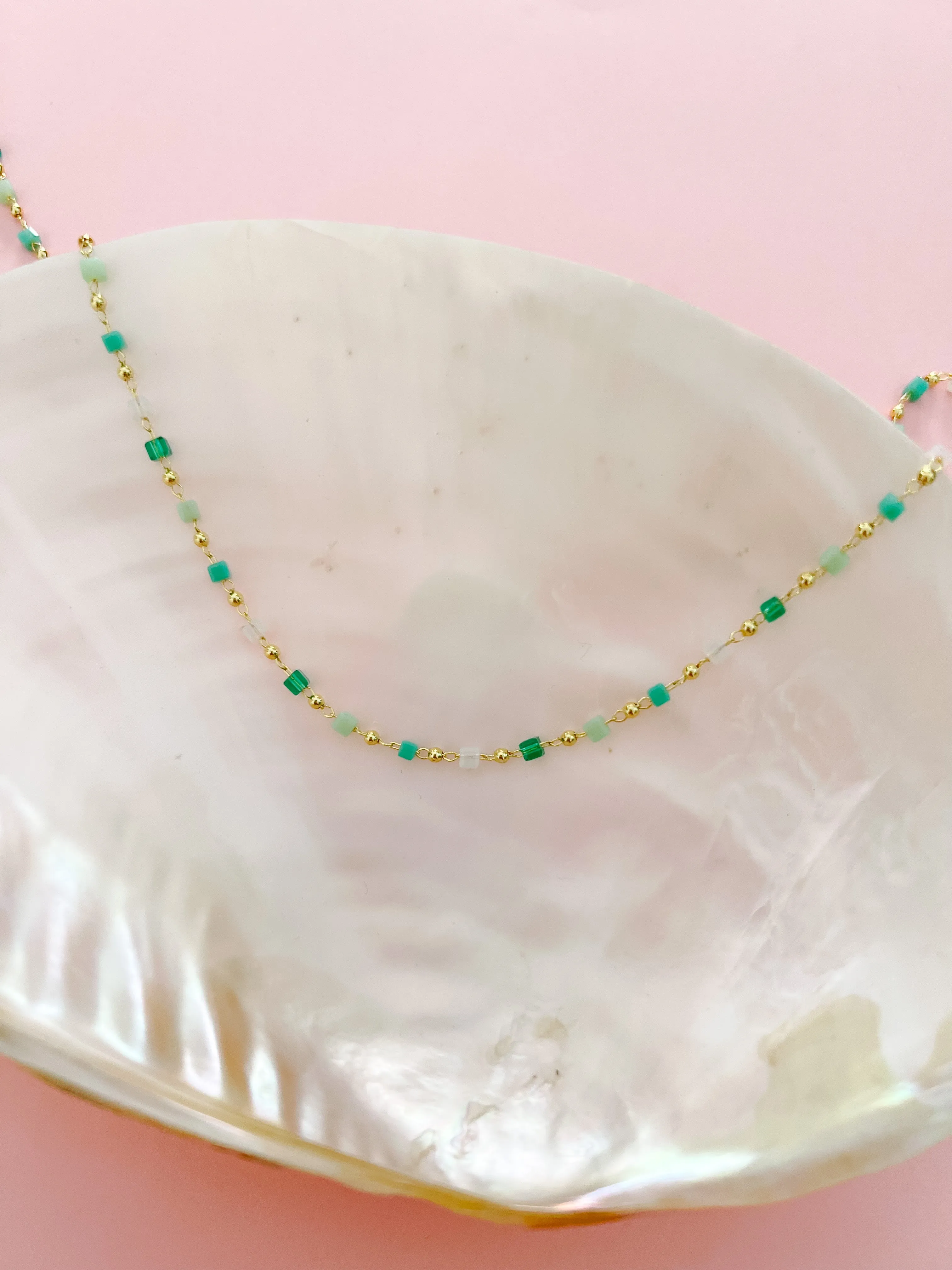 Turquoise & Gold Beaded Layering Chain Necklace sold by Mermaid & Me