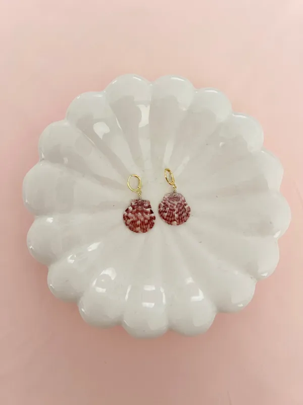 Real Scallop Seashell Huggie Hoop Earrings sold by Mermaid & Me