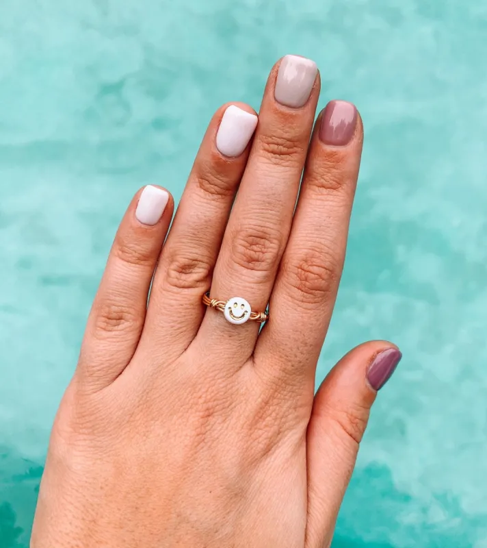 Handmade Keep Smilin’ Smiley Face Ring sold by Mermaid & Me