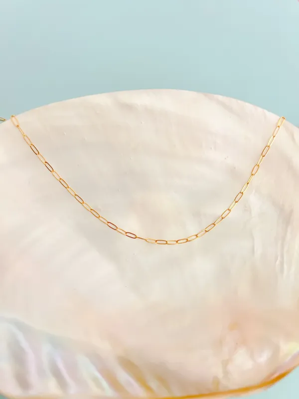 Gold Filled Dainty Paper Clip Layering Necklace Chain sold by Mermaid & Me