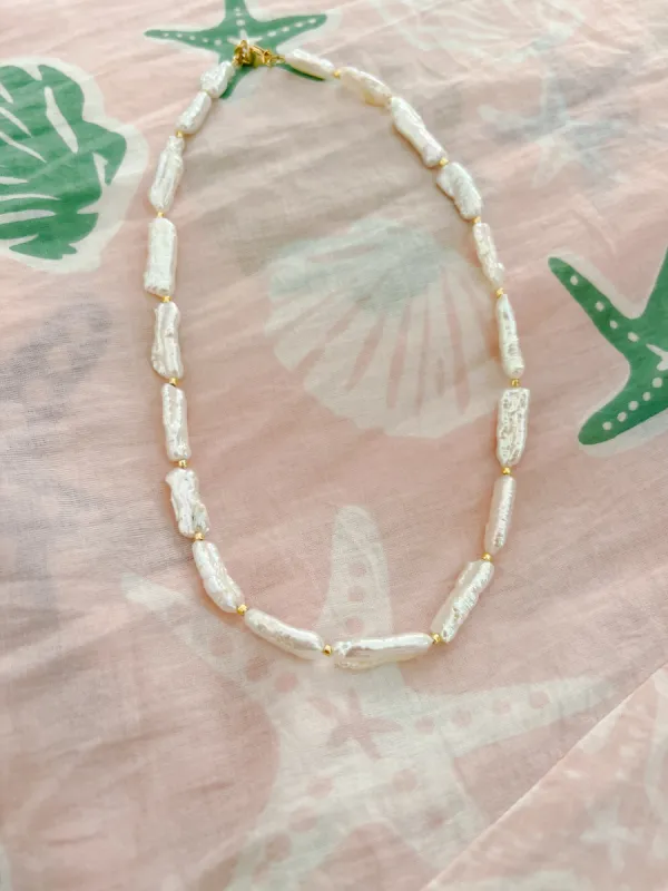 Rectangle Pearl Necklace made by Mermaid & Me