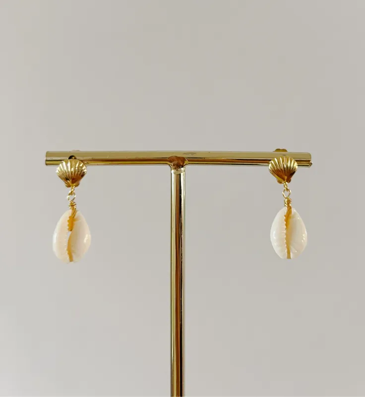 Cowrie Shell & Scallop Earrings sold by Mermaid & Me