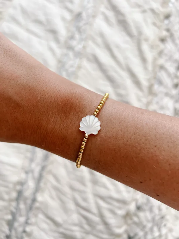 Gold Filled Mother of Pearl Shell Bracelet sold by Mermaid & Me