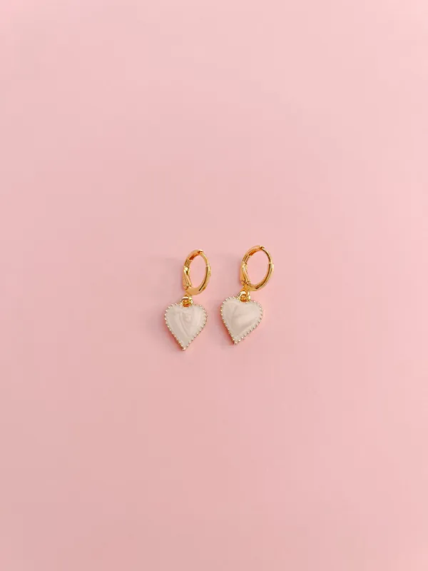 Cream Heart Earrings sold by Mermaid & Me