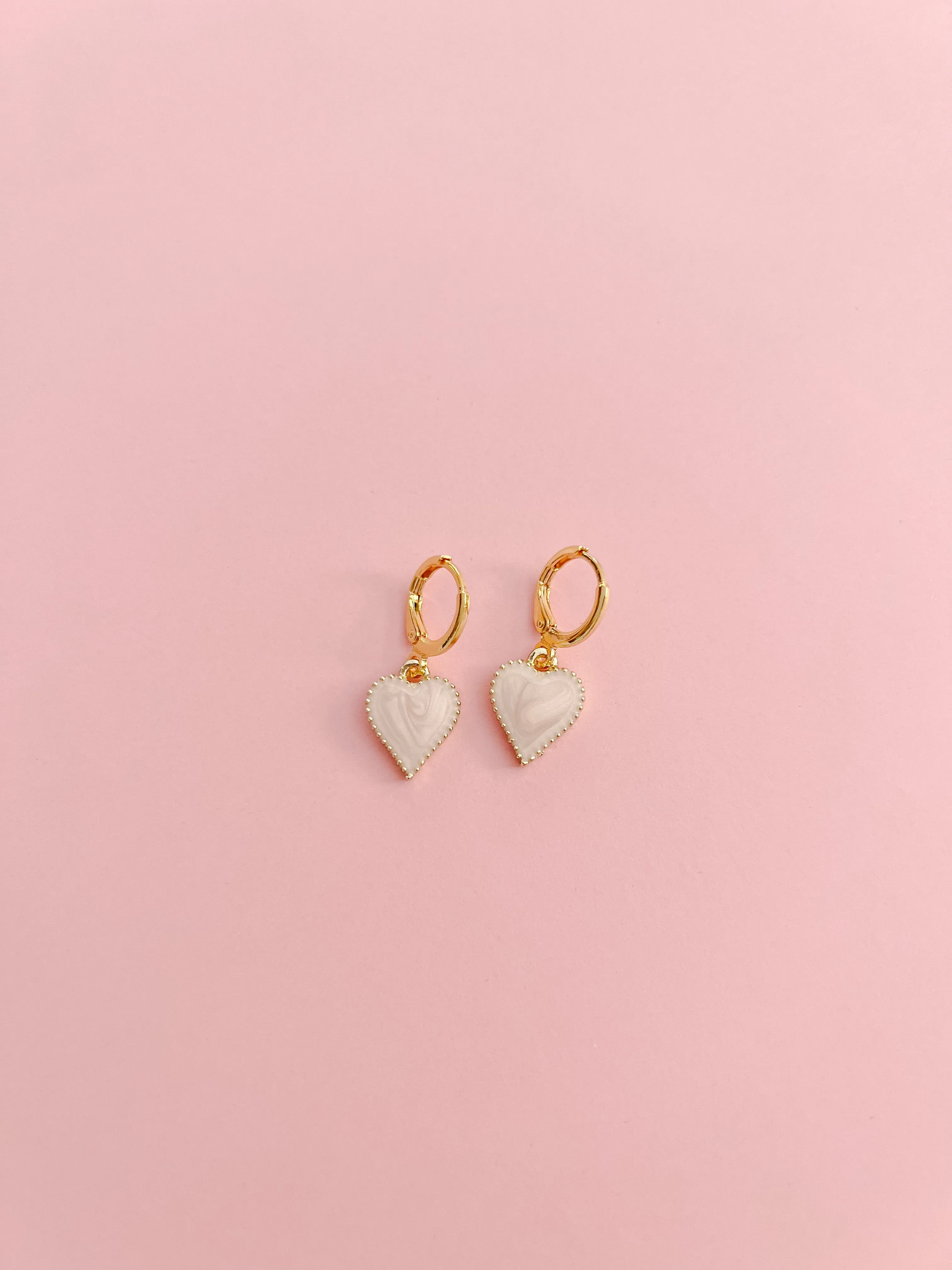 Cream Heart Earrings sold by Mermaid & Me