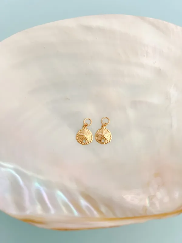 Gold Filled Sand Dollar Earrings Charms sold by Mermaid & Me