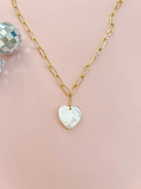 Mother of Pearl Shell Heart Necklace sold by Mermaid & Me