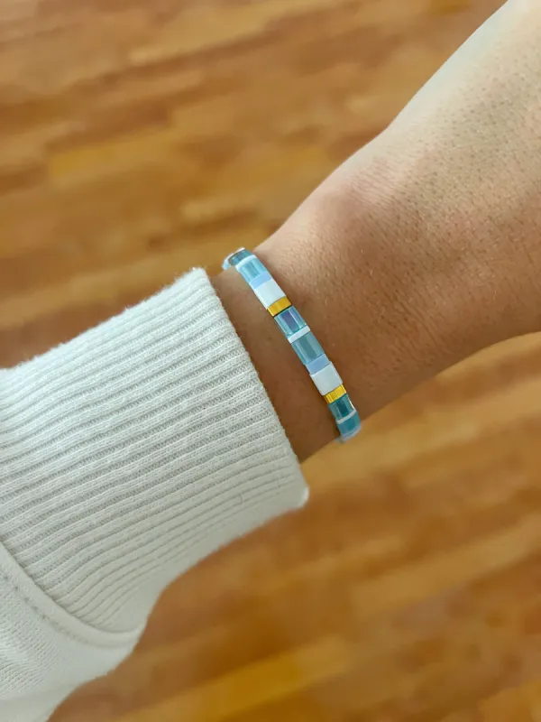 Blue and Gold Tile Bracelet sold by Mermaid & Me