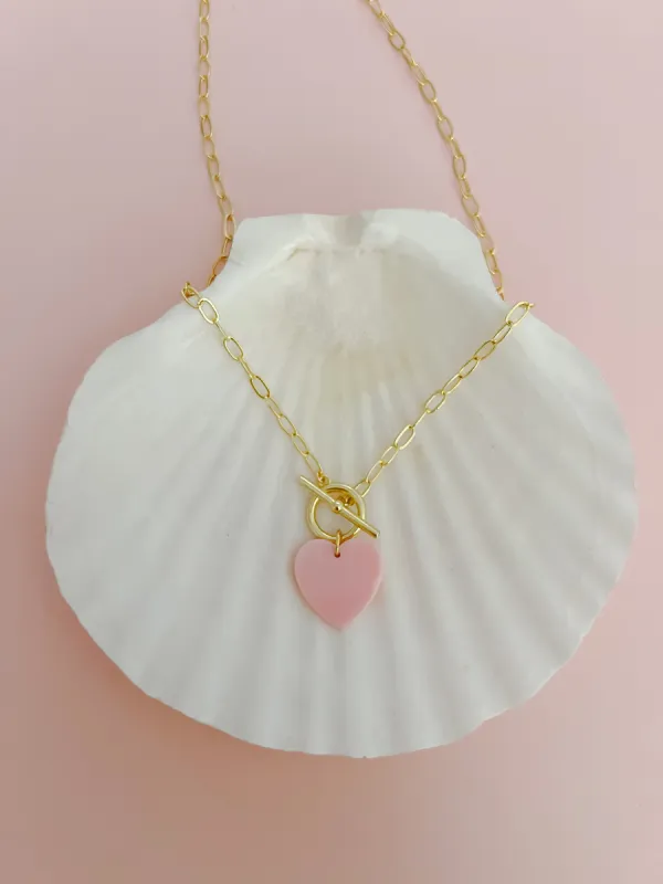Pink Shell Heart Toggle Necklace sold by Mermaid & Me