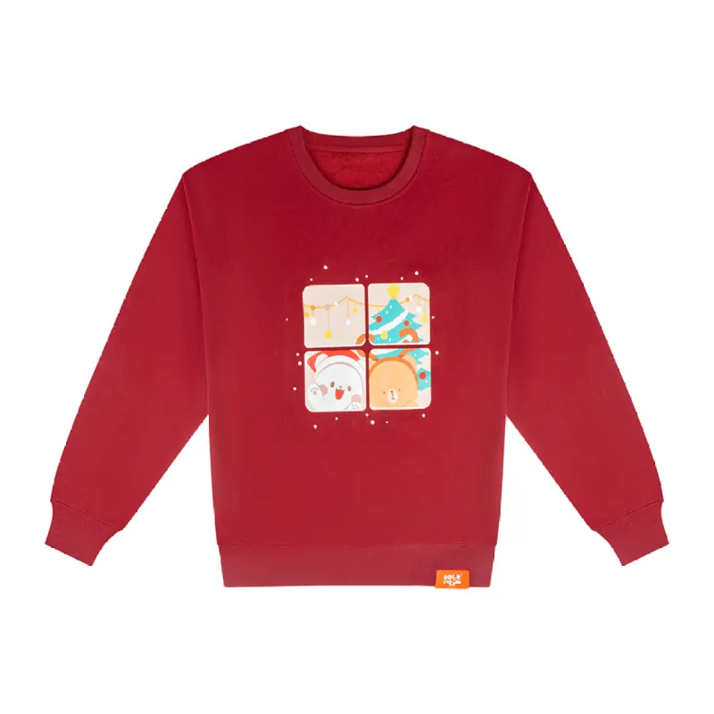 Holiday Crewneck - Warm Wishes Red sold by Milk Mocha Bear