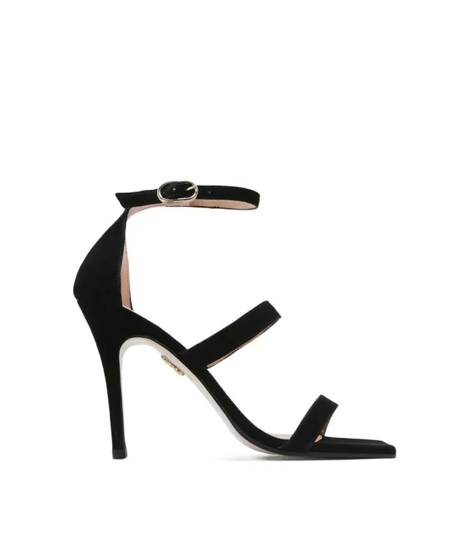 Sandales ELSA Veau Velours Noir sold by Finsbury