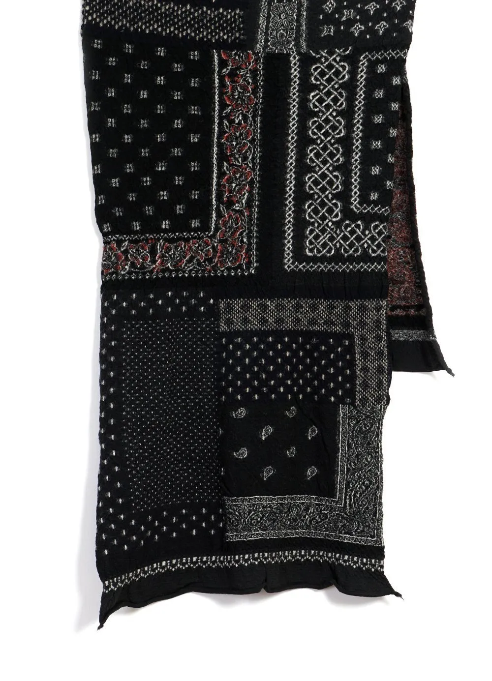Happy Bandana Patchwork | Compressed Wool Scarf | Black sold by Hansen Garments product image thumbnail 2