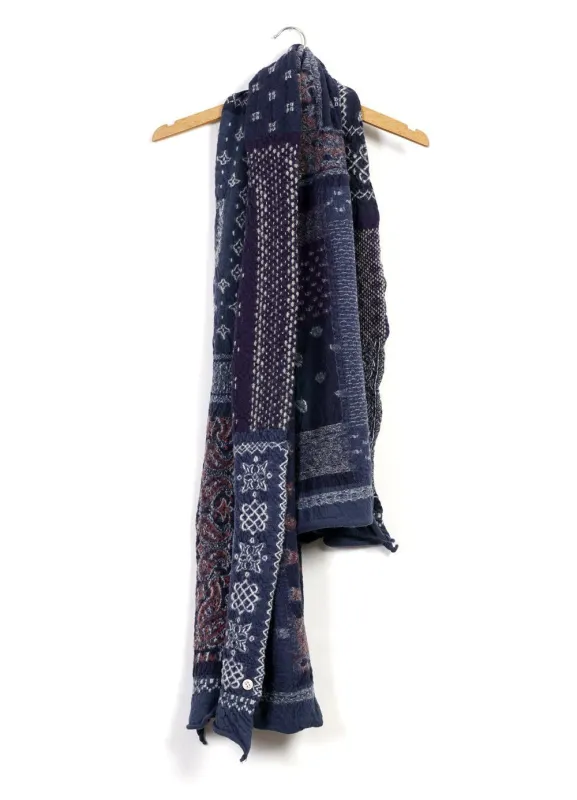 Happy Bandana Patchwork | Compressed Wool Scarf | Navy sold by Hansen Garments