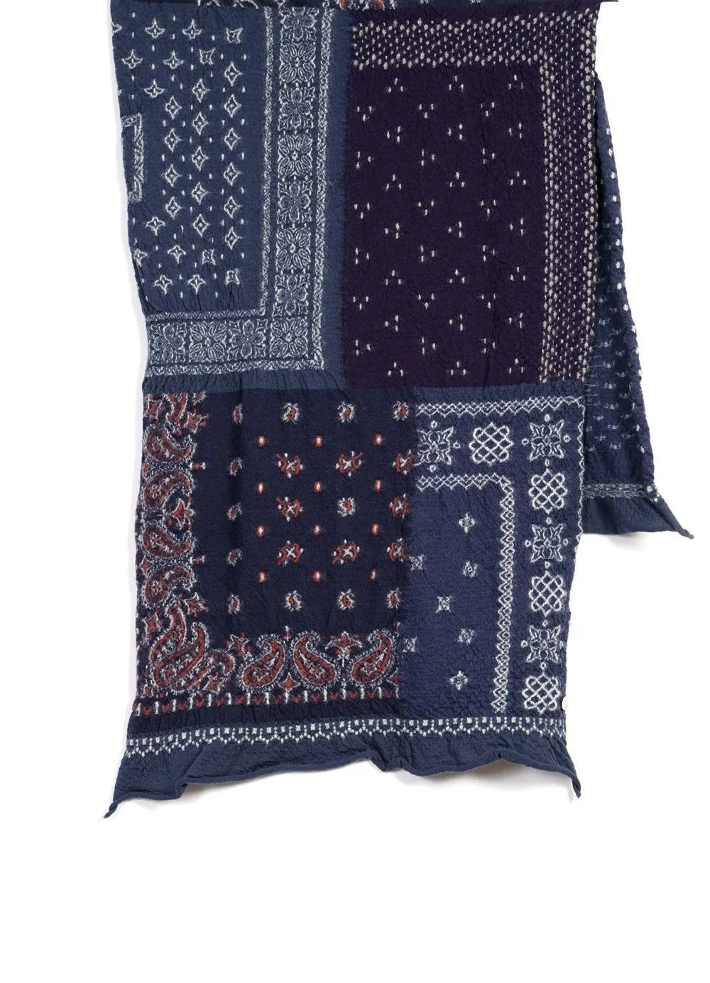 Happy Bandana Patchwork | Compressed Wool Scarf | Navy sold by Hansen Garments product image thumbnail 2